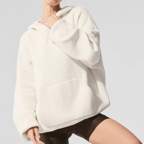 NWT ALO Scholar Hooded Sweater, Ivory, size XS